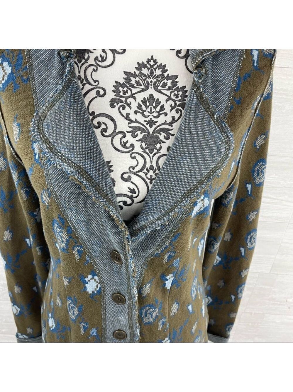 Anthropologie HWR Monogram Rose Jacquard Jacket - Picture 4 of 9